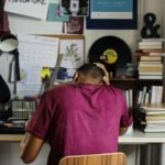 student laptop studying at home