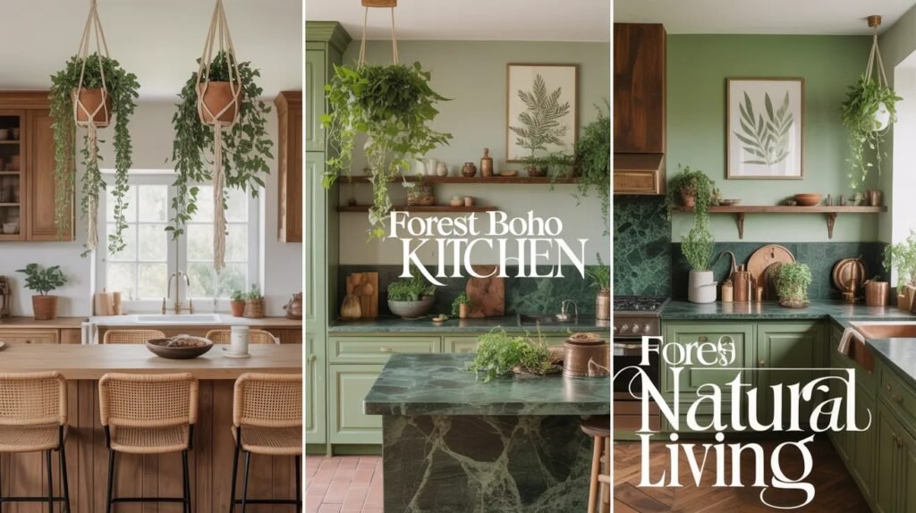 forest inspired boho kitchen
