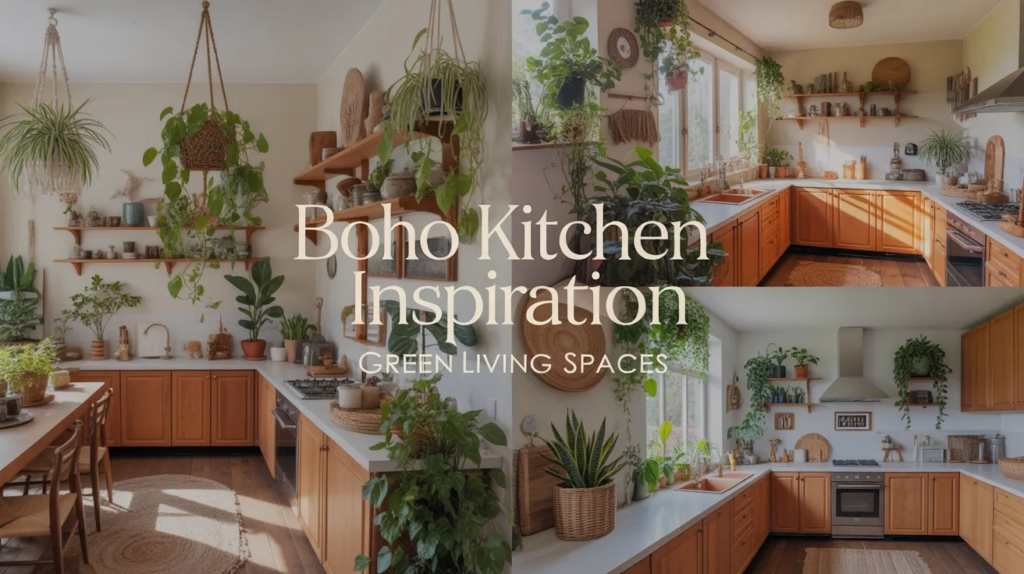 boho kitchen with hanging
