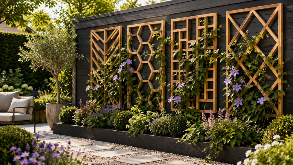 geomatric wood trellis
